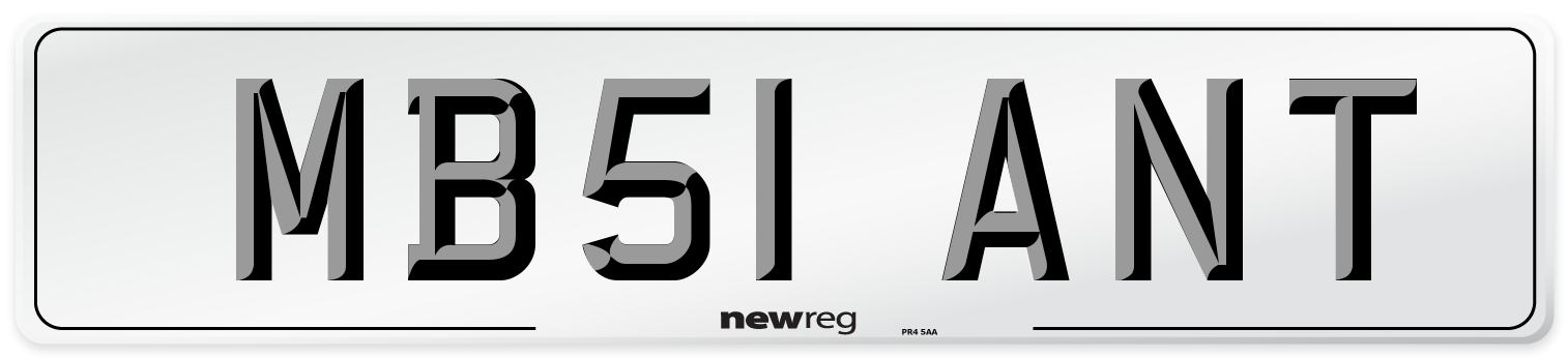 MB51 ANT Number Plate from New Reg